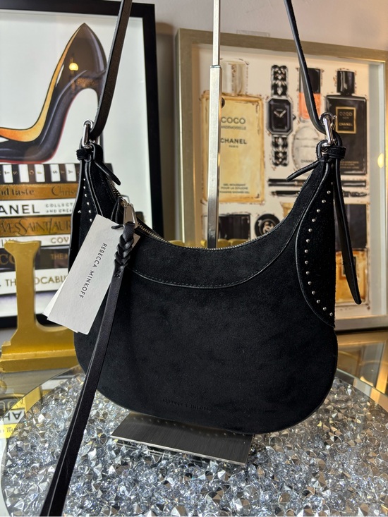 Rebecca Minkoff Handbags - Rebecca Minkoff Small Pippa Studded Crossbody Bag in black suede NWT